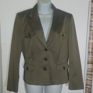 Talbot Petites stylish stretch blazer, Lined, Green/Grey in size 14